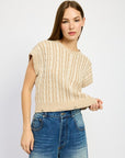 Emory Park Cable Knit Short Sleeve Top