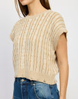 Emory Park Cable Knit Short Sleeve Top