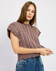 Emory Park Cable Knit Short Sleeve Top