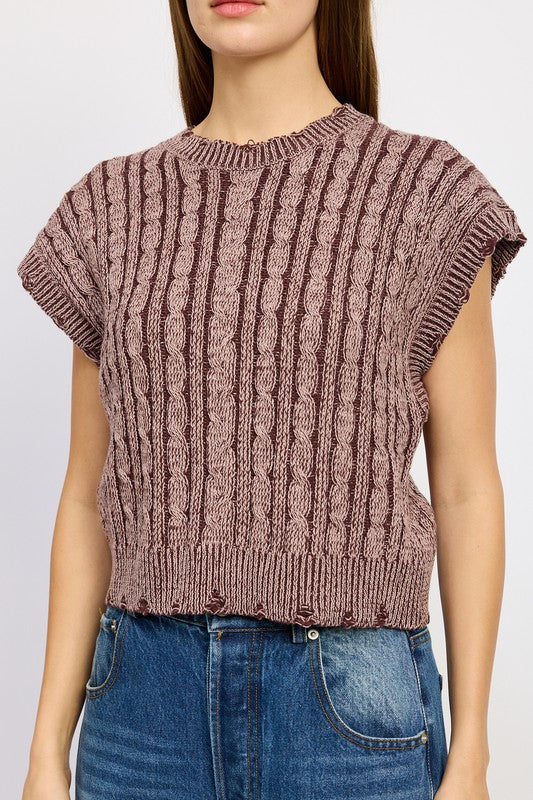 Emory Park Cable Knit Short Sleeve Top