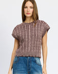 Emory Park Cable Knit Short Sleeve Top