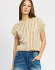 Emory Park Cable Knit Short Sleeve Top