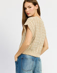 Emory Park Cable Knit Short Sleeve Top