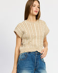 Emory Park Cable Knit Short Sleeve Top