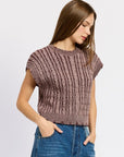 Emory Park Cable Knit Short Sleeve Top