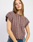 Emory Park Cable Knit Short Sleeve Top