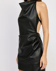 Emory Park Halter Neck Pleather Mini Dress