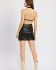 Emory Park Halter Neck Pleather Mini Dress