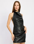 Emory Park Halter Neck Pleather Mini Dress