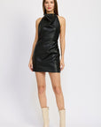 Emory Park Halter Neck Pleather Mini Dress