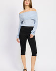 Emory Park Off Shoulder Fold Over Top