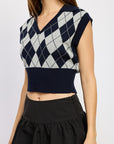 Emory Park Argyle Cropped Vest