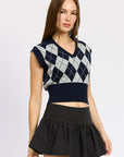 Emory Park Argyle Cropped Vest