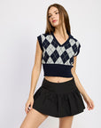 Emory Park Argyle Cropped Vest