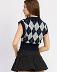 Emory Park Argyle Cropped Vest