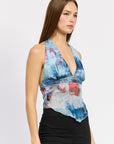 Emory Park Hanky Hem Top with Neck Tie