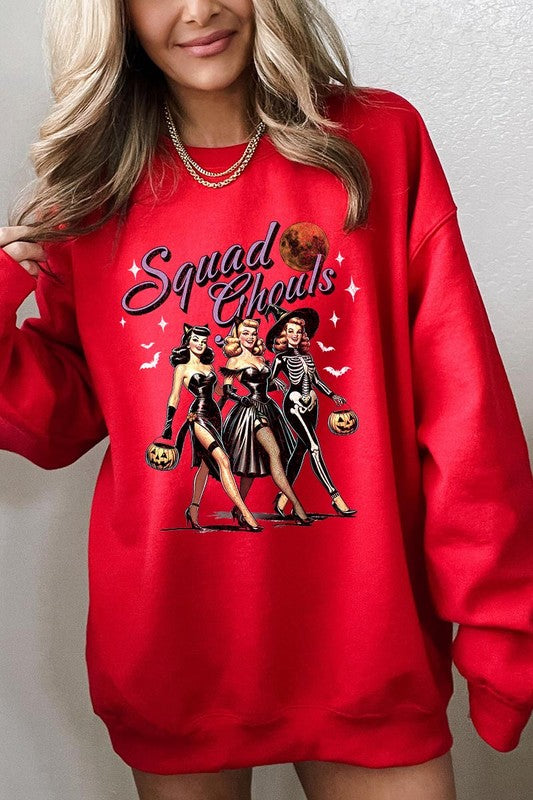 Halloween Squad Ghouls Graphic Fleece Sweatshirts