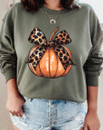 Coquette Bow Pumpkin Graphic Fleece Sweatshirts