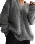 Fuzzy Oversized Button Front Cardigan