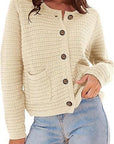 Textured Button Front Cardigan