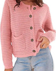 Textured Button Front Cardigan