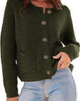 Textured Button Front Cardigan