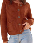 Textured Button Front Cardigan