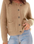 Textured Button Front Cardigan