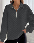 Textured Half Zip Sweatshirt