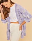 Annie Wear Checkered Open Front Drop Shoulder Cardigan