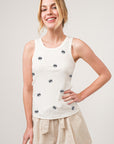 And The Why BOO Spider Web Embroidered Ribbed Tank