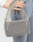 Fringe Rhinestone Curtain Handle Clutch Bag