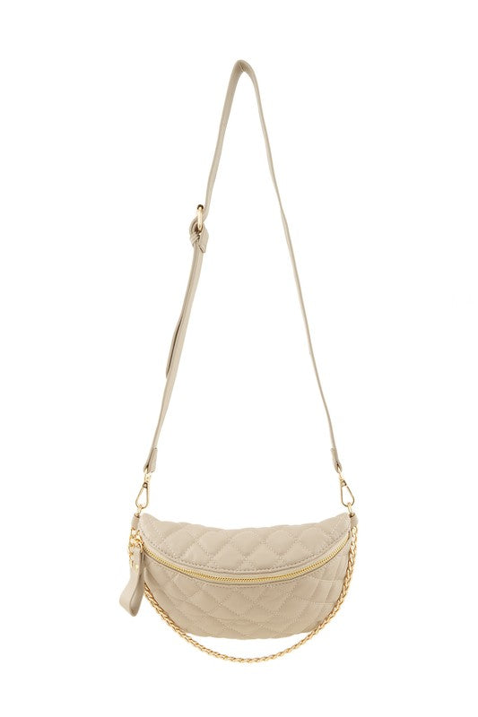 Chain Attached Quilted Fanny Bag