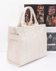 Cotton Canvas Convertible Small Tote Bag