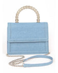 Silver Top Handle Denim Swing Bag