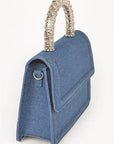 Silver Top Handle Denim Swing Bag