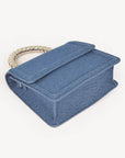 Silver Top Handle Denim Swing Bag