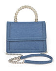 Silver Top Handle Denim Swing Bag