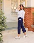 Julia Rose The Lydia Navy High Waisted Gaucho Pants