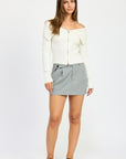 Emory Park Mini Skirt with Diagonal Button Detail