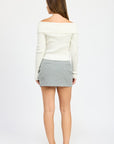 Emory Park Mini Skirt with Diagonal Button Detail