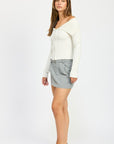 Emory Park Mini Skirt with Diagonal Button Detail