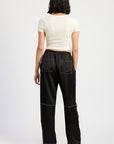 Emory Park Satin Lounge Pants with Contrasted Stitch