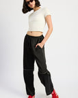 Emory Park Satin Lounge Pants with Contrasted Stitch