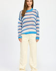 Emory Park Striped Crochet Sweater Top