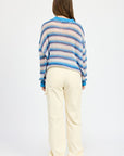 Emory Park Striped Crochet Sweater Top