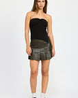 Emory Park Faux Leather Pleated Skirt