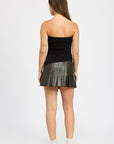 Emory Park Faux Leather Pleated Skirt