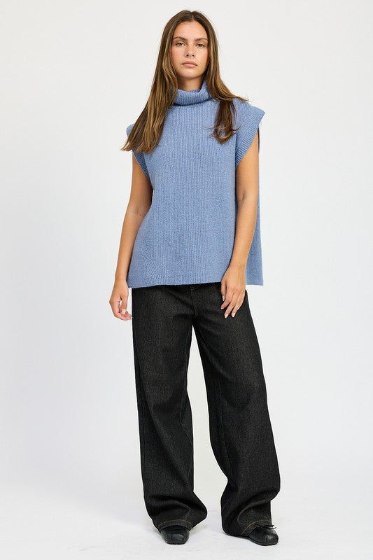 Emory Park Split Back Turtleneck Sweater Top