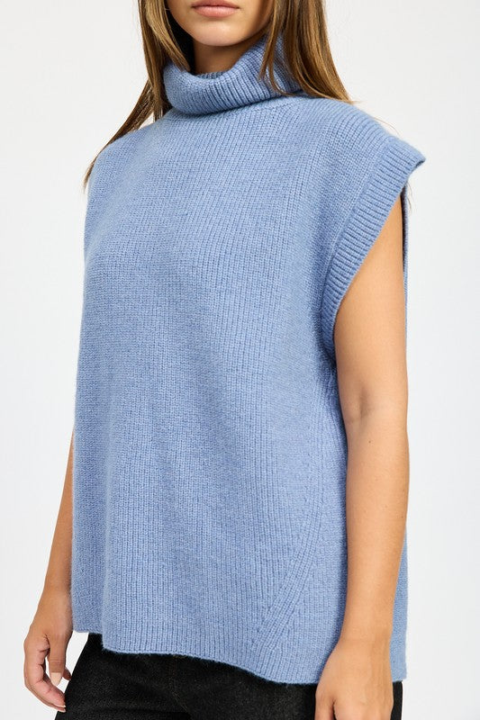 Emory Park Split Back Turtleneck Sweater Top